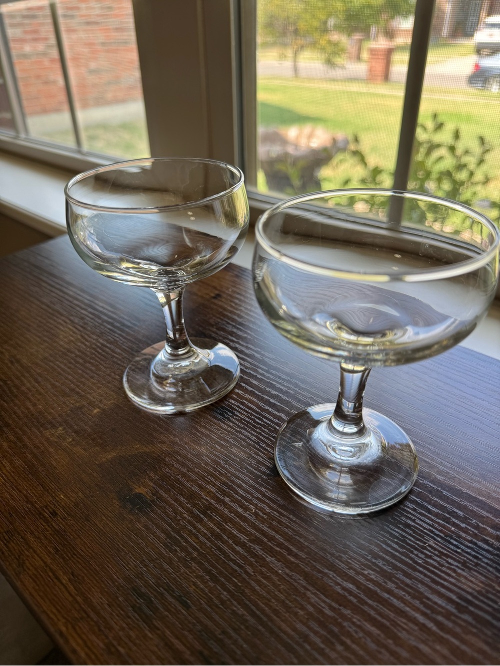 Vintage Clear Glass Champagne Coupes / Sherbet Glasses - Set of 2